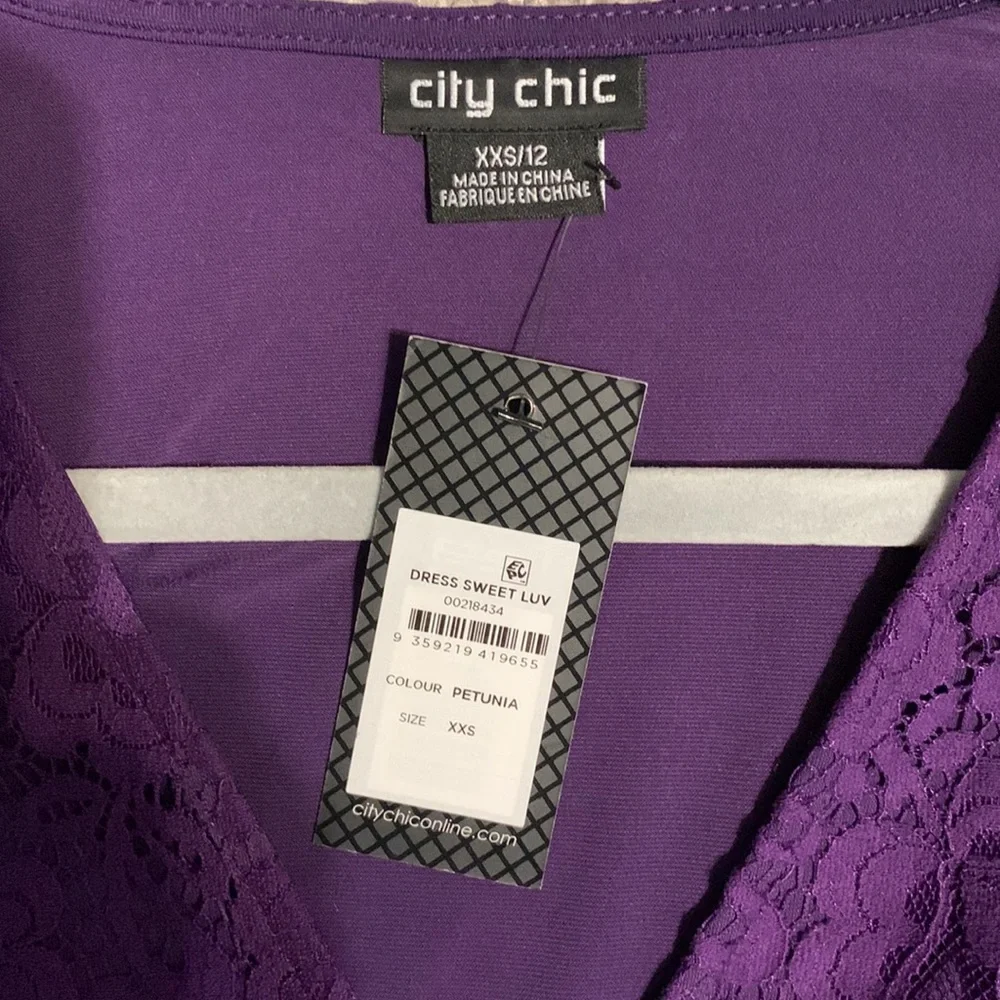 City Chic Women's XXS Size All Over Crochet Lace Lined Mini Dress - Picture 3 of 4